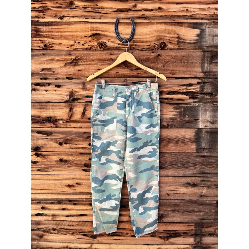 MOTHER | The Shaker Chop Crop Blue Green Camo Pants 25